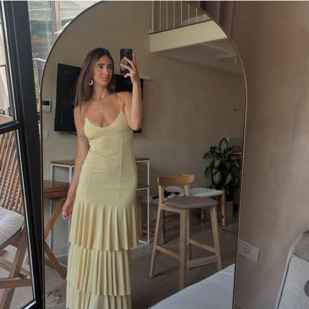 Zara  Ruffled Maxi Dress Yelliw Size S - Picture 11 of 16